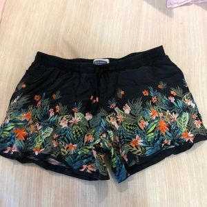 black shorts with flowers